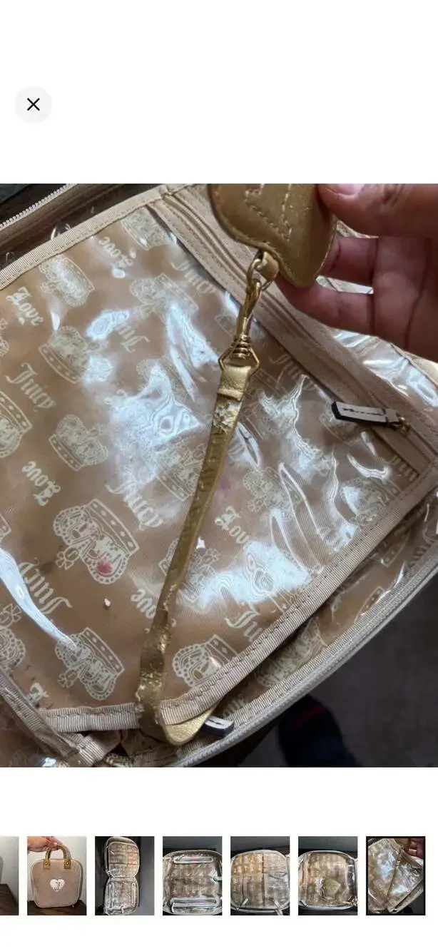 Vintage Y2K Juicy Couture Velour and Raffia Cosmetic Travel Case